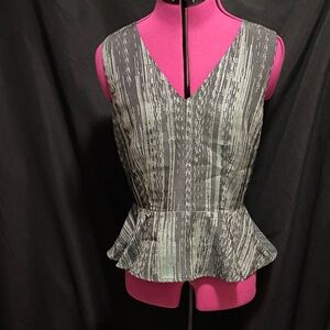 EUC DKNY Gray/Green  Sleeveless Peplum Top 8